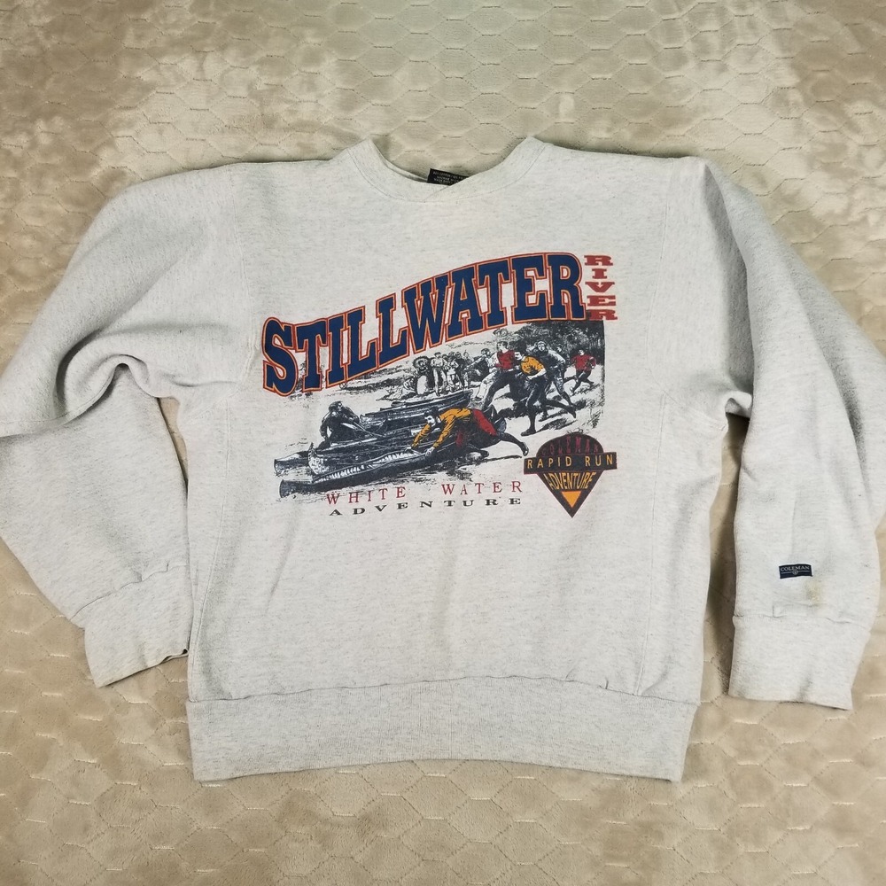 VTG Coleman Outdoors Men's Md Heather Gray STILLWATER RIVER ADVENTURE Sweatshirt